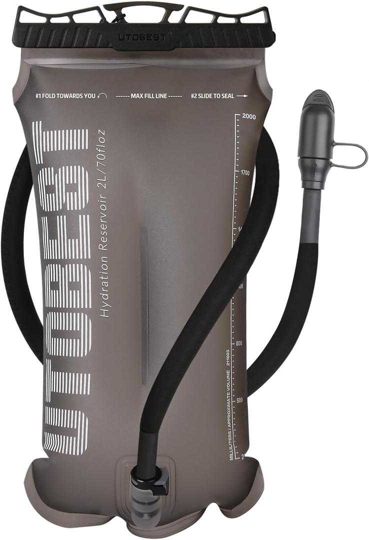 UTOBEST Hydration Bladder,TPU Water Bladder,Water Bladder for Hiking Backpack,BPA Free,Wide Opening,Leak-Proof,Water Reservoir for Hiking Cycling Camping Running (Coffee-2L)