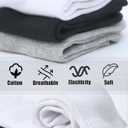 Kids Athletic Crew Socks Seamless Girls Cotton Socks Half Cushioned Quarter Socks for Boys 6 Pairs Black 9-12Y (Black)