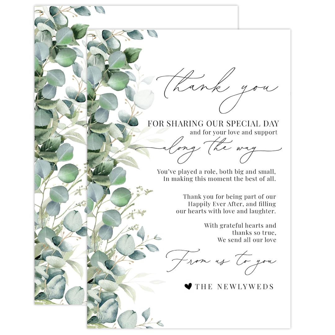 Your Main Event Prints Thank You Place Cards for Weddings & Bridal Showers - Elegant Gratitude Cards with Prewritten Messages | Premium Quality, Stylish Design 