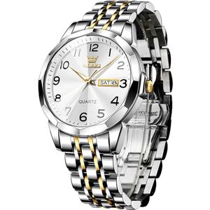 OLEVS Big Face Unisex Men Women Watch Luxury Diamond Dress Analog Quartz Stainless Steel Waterproof Luminous Day Date Business Casual Wrist Watch