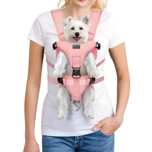 YUDODO Front Pet Carrier Backpack for Small Dogs and Cats, Secure and Breathable Mesh, Ergonomic Support, Adjustable for Walking, Hiking, or Travel, Pink, S