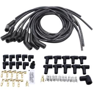 Spark Plug Wires 8.5mm Universal 135/45 Degree HEI Spark Plug Wires with 135 Degree Compatible for Chevy Ford Mopar BBC (Black)
