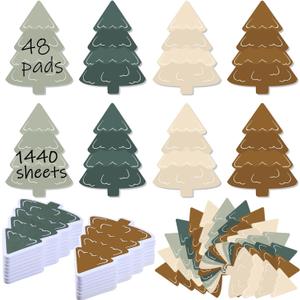 Janlaugh 48 Pads 1440 Sheets Valentines Day Sticky Notes Teachers Appreciation Gifts Self Adhesive Memo Pads Cute Gifts(Boho Colors,Christmas Tree)