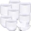 Sliner 100 Pcs Square Plastic Bowls 8 oz Plastic Serving Bowls Disposable Chip Containers for Parties Snack Fruit Candy Containers for Candy Buffet Salad Bar Buffet Party Supplies(White)