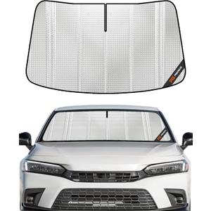 Windshield Sun Shade for Honda Civic 2022-2025. Full Coverage Rearview Mirror Shade for Ultimate Protection (Silver)