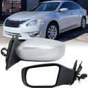 Left Driver Silver Side Mirror Compatible with Nissan Altima 2013-2018 Sedan Power Glass/Non-Folding/Non-Heated Door Mirrors Outside Rear View Mirror Replace # 963023TH0A