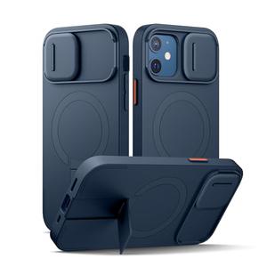 SURITCH for iPhone 12/12 Pro Case with Magnetic Camera Slide Cover and Adjustable Kickstand, Compatible with MagSafe, Shockproof Bumper Case Slim Protective Cover for iPhone 12/12 Pro 6.1 Inch, Blue