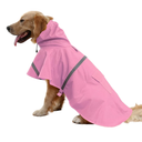 NACOCO Large Dog Raincoat Adjustable Pet Water Proof Clothes Lightweight Rain Jacket Poncho Hoodies with Strip Reflective (SizeXL, Pink)