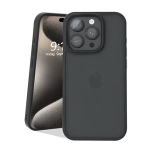 SYACHI Case for iPhone 15 Pro [Slim Thin Translucent Matte] [Camera Protection] Drop Protection Phone Case (10 FT MIL-Grade) 6.1 Inch (Black)