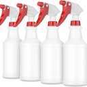 LiBa Spray Bottles (4 Pack,16 Oz), Refillable Empty Spray Bottles for Cleaning Solutions, Hair Spray, Watering Plants, Superior Flex Nozzles, Mist Sprayer, Bleach/Vinegar/Rubbing Alcohol Safe (White)
