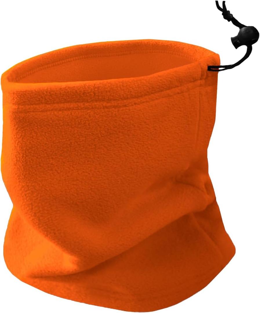 Double-layer Thick Fleece Ski Neck Gaiter, Winter Scarf Face Mask for Men Women, Warmer Beanie for Big Heads (Orange)