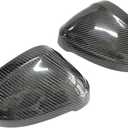Real Carbon Fiber Mirror Covers, Rearview Side Wing Mirror Caps Shell for Audi A4 B9 S4 RS4 A5 RS5 2017-2024 (Without Lane Assist)