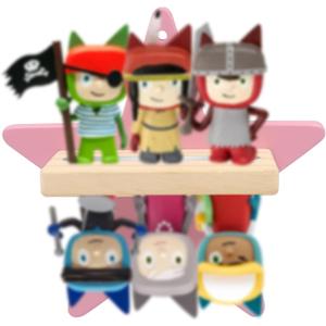 Taladad Shelf Wall Mount for Toniebox Tonie Figures Character,Star Magnetic Wooden Shelf Compatible with Tonie Audio Toniebox Starter Set (pink- small star)