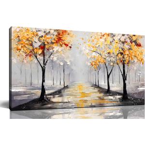 ENTANUB Tree Wall Art for Lving room, Ginkgo Canvas Wall Decor for Bedroom, Gold Picture Print Arwork, Size 20x40 Inches (40L" x 20W")