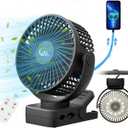 Portable Fan with Remote Control & Timer & LED Lights, 60hrs 12000mAh USB Rechargeable BatteryClamp/Hanging/Stand Up, Small Clip on Fan for Baby Stroller, Bed, Desk, Camping Tent, Travel