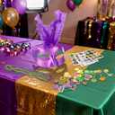 130 Pcs Mardi Gras Party Favors Kit - Carnival Decorations Set with Bulk Mardi Gras Beads Necklaces Masquerade Masks Gold Coins Tattoos & Stickers Vintage Fat Tuesday Parade Accessories Supplies