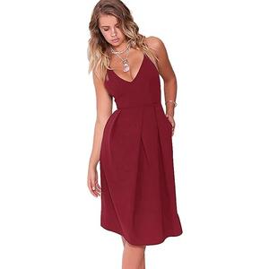 Women's Deep V Neck Adjustable Spaghetti Straps Summer Dress Sleeveless Sexy Backless Party Dresses, XL