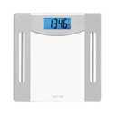 Taylor Weight Tracking Smart Scale for Body Weight with Bluetooth Sync, 400 lb Capacity, HSA/FSA Eligible, Glass & Metallic Silver Platform, Blue Backlit Display, Syncs with WeighSync App, Clear