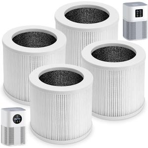 Aiskaer 4-Pack A1 A1W Replacement Filter Compatible with VEWIOR HQSC-50,HQKJ-80,AMEIFU AP01W,KOIOS HQKJ-50,3-in-1 H-13 True HE-PA Filter