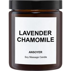 Massage Oil Candles, Massage Candles for Relaxation Gifts, Body Oil, Body Lotion, Edible Soy Wax + Hemp Seed Oil Based, Candle That Turns into Massage Oils, Jars- 7 OZ (Chamomile Lavender)