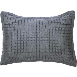 ELEGANT LIFE HOME Cotton Yarn Dyed Chambray Collection Cotton Fill Channel Stitch Washed Standard Pillow Sham Gray Color, 20 x 26+1.75 Flange (1Piece)