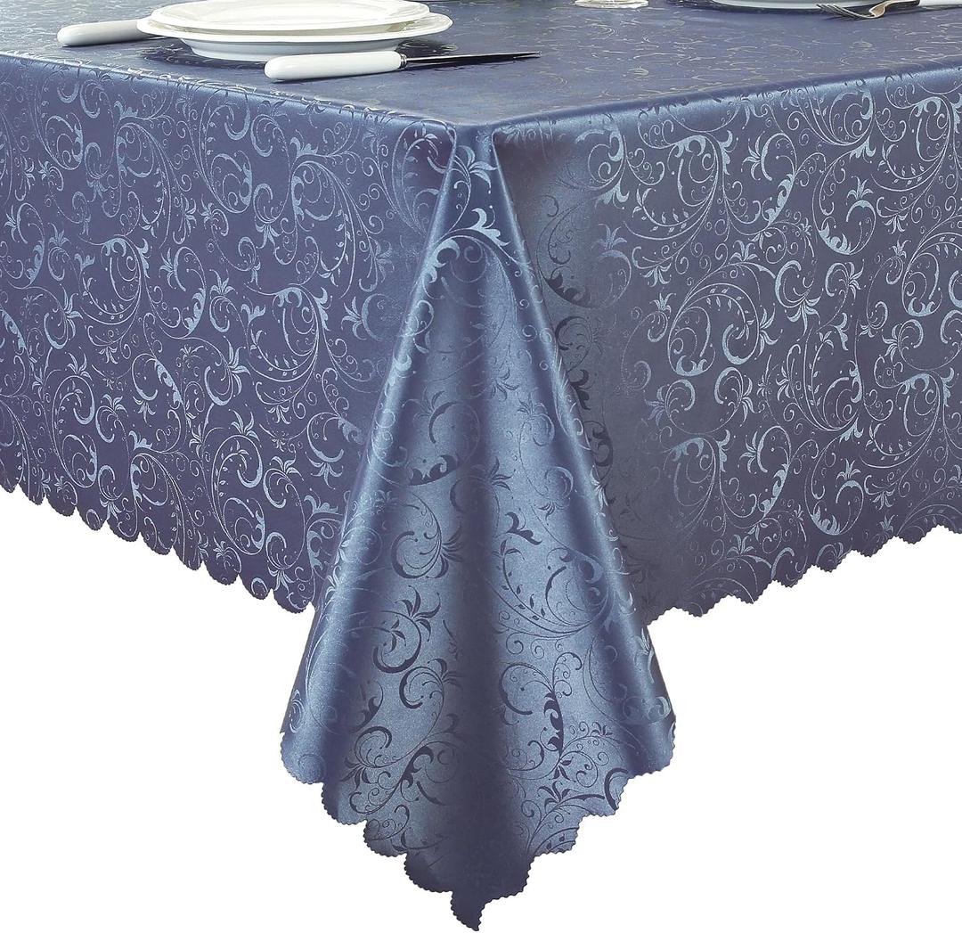 Rectangle Table Cloth, Waterproof Heavy Duty Vinyl Tablecloths, Stain-Resistant Wipeable Rectangle or Round Table Cover for Indoor and Outdoor(Navy Blue, 54"x54")