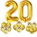 KatchOn, Gold 20 Balloon Numbers - Pack of 16 | Foil Balloon For 20th Birthday Decorations | 20th Anniversary Decorations | Gold Birthday Party Decoration
