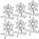 yofit 6 Pcs Christmas Snowflake Stocking Holder, Metal Christmas Stocking Hanger, 3D Silver Stocking Hooks Non-Slip for Fireplace Mantel Window Christmas Home Xmas Party Decor