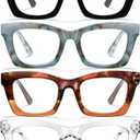 CCVOO Stylish Reading Glasses for Women, Stylish Eyeglasses, Blue Light Readers, Cheaters, Black + Transparent + Marbel Mint + Leopard-brown +2.5