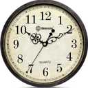 Geevon Vintage Wall Clock 10" Silent Non-Ticking Retro Round Quartz Battery Operated Decorative Clock for Kitchen, Living Room, Bedroom, Office, Classroom