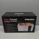 Mueller UltraToast Full Stainless Steel Toaster 4 Slice, Long Extra-Wide Slots for Bagels and Waffles, 6 Browning Levels, LED Display, Cancel/Defrost/Reheat Functions & Removable Tray, Kitchen Gadgets