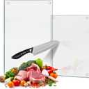 Tempered Glass Cutting Board for Kitchen Counter, Clear Cutting Board with Rubber feet, Glass Cutting Boards Set, Non-slip Heat-Resistant, Shatter and Scratch Resistant, Easy to Clean