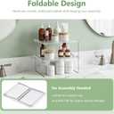 IVYHOME Pantry Organizer, Cabinet Storage Shelf Rack, Stackable Kitchen Cabinet, Foldable Countertop Shelf Organizer, 2 Pack