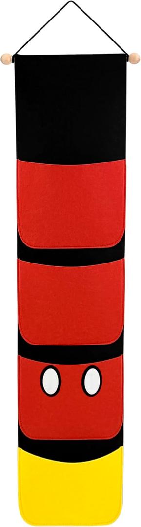 Fish Extender Hanger for Disney Cruise Line - 8 Inch Width, 4 Pockets, Fitted DCL Door Wall Area, HTV Friendly, Easily Customize, 2025 FE for Gift Exchanges and Pixie Dust (Red/ Black)