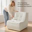 Boneless Single Sofa Memory Foam Couch Chair for Small Spaces Beige, Medium