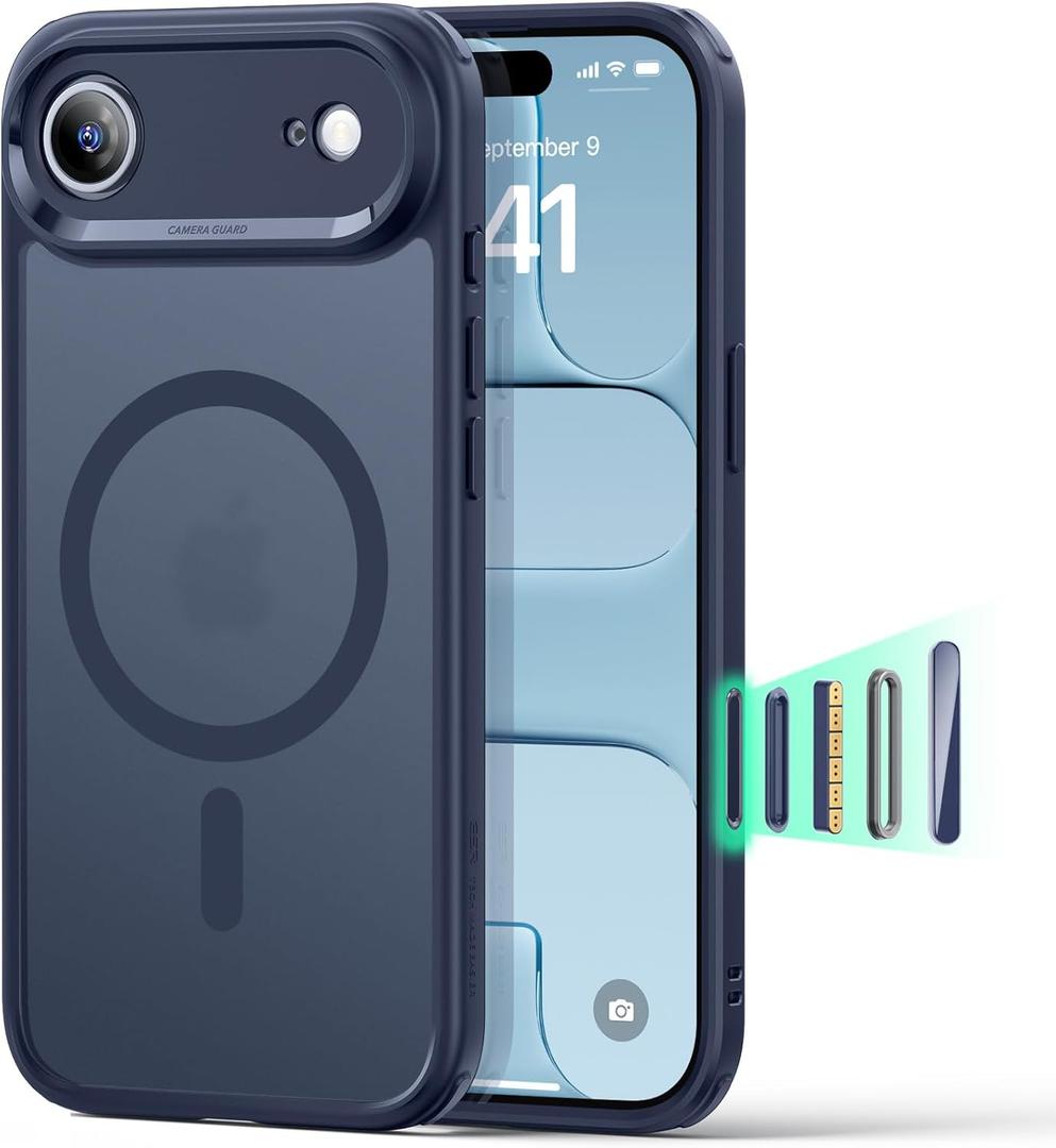 ESR for iPhone Air Case, Camera Control Cover, Compatible with MagSafe, Shockproof Military-Grade Protection, Magnetic Phone Case for iPhone Air, Classic Hybrid Case, Frosted Blue