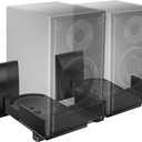 WALI Speaker Wall Mount, Surround Sound Speaker Stand with Adjustable Swivel Tilt Angle, Standard Bookshelf Speaker Mount for Living Room, Home Theater, Hold Up to 55 Lbs, (SWM201), 2 Pack, Black