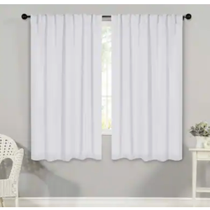 Curtains 40 Inch Length for Small Window, 100% Blackout Thermal Insulated Full Room Darkening Rod Pocket Back Tab Curtains for Bedroom Kitchen, 2 Panels, 42 x 40 Inch,  White