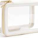 Aveniee Clear Makeup Bag, Large Transparent Cosmetic Pouch with Dual Zippers, Travel Toiletry Case Car Organization for Women Enssantials (Off-White)