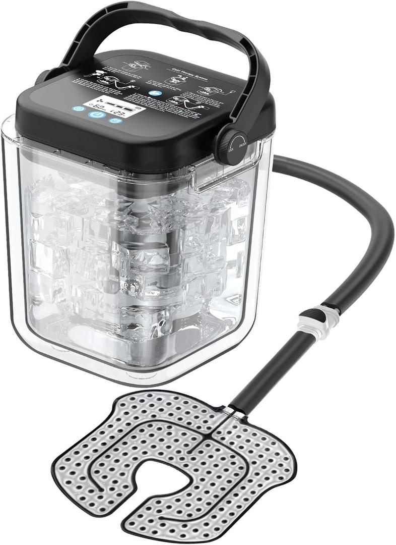 Ice Therapy Machine for Knee After Surgery, Rechargeable 7 Quarts Cold Therapy Machine for Knee Replacement Pain Recovery with Timer, Compression Pad, Powerful Pump (L1 Keen Pad)