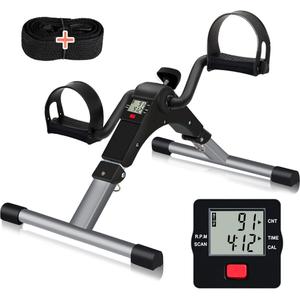 TABEKE Pedal Exerciser, Under Desk Bike Stationary Pedal Exerciser for Arm and Leg Workout, Portable Folding Sitting Desk Cycle