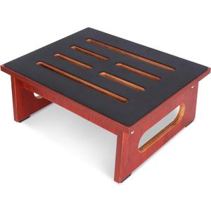 One Step Stool for Adults Seniors with Non-Slip Rubber Step Surface, 6.9" Heavy Duty Wood Stepping Stool with 450 LB Capacity Bed Steps for High Beds, Bathroom, Bedroom, Kitchen & Kids Bedside Support (Brown)