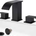GAGALIFE 8 Inch Waterfall Bathroom Faucets - 3 Hole Widespread Bathroom Faucet with Pop-up Drain, Bathroom Sink Faucet, Modern Vanity Sink faucets with Supply Lines, Matte Black, JJL-3JT-PB-B-DXS-X