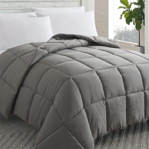 Alternative Comforter (Dark Grey, Oversized Queen) - All Season Soft Quilted Oversized Queen Bed Comforter -Duvet Insert with Corner Tabs -Winter Summer Warm Fluffy, 98x98 inches