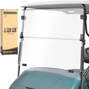 10L0L Golf Cart Windshield for EZGO TXT Gas and Electric 1995-up, Foldable Golf Cart Windscreen, Anti-UV and Impact Resistant, Clear/Tinted