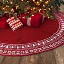 Christmas Tree Skirt, Christmas Decorations,Knitting Wool Retro Small Snowflake Xmas Tree Skirt Decorations,Can be Used as a Shawl.(48 Inch,Red)