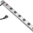 INLAND 6 Outlet Long Aluminum Heavy Duty Power Strip with 3FT 14AWG Cord, 15A/1875W, Wide Spaced Outlets, ETL Listed Electrical Outlet Extender, Outlet Splitter, Ideal for Office, Garage, Workshop (Silver)