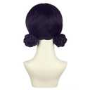 yuehong Black purple Women Double Buns Anime Cosplay Wig Bangs Cartoon Role Wig Heat Resistant Synthetic Fibers Soft Durable Breathable Costume Hair