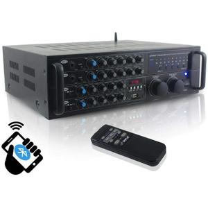 Pyle PMXAKB2000 - 2000 Watts (1000W + 1000W at 4 Ohms) DJ Karaoke Mixer and Amplifier with Built-in Bluetooth - 2 Microphone Inputs with Effects and EQ