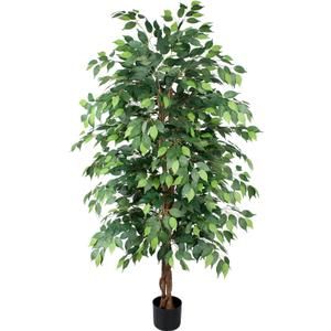 Ficus Tree Artificial 6ft, Tall Fake Tree with Realistic Leaves & Trunk, Artificial Tree for Home Office Living Room Decor Indoor Outdoor.
